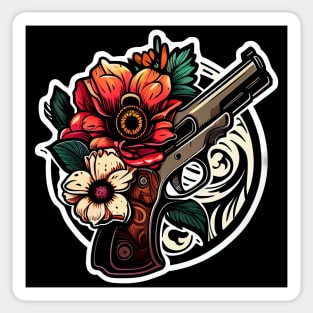 Pistol and flowers Sticker